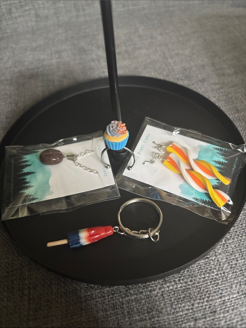 Miniature Popsicle Keychain with Colorful Resin Earrings